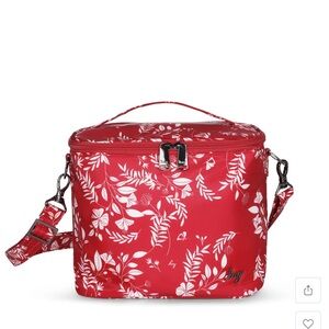 Lug Dark Red and White Floral Lunch Tote Bag (lighter red in photo)